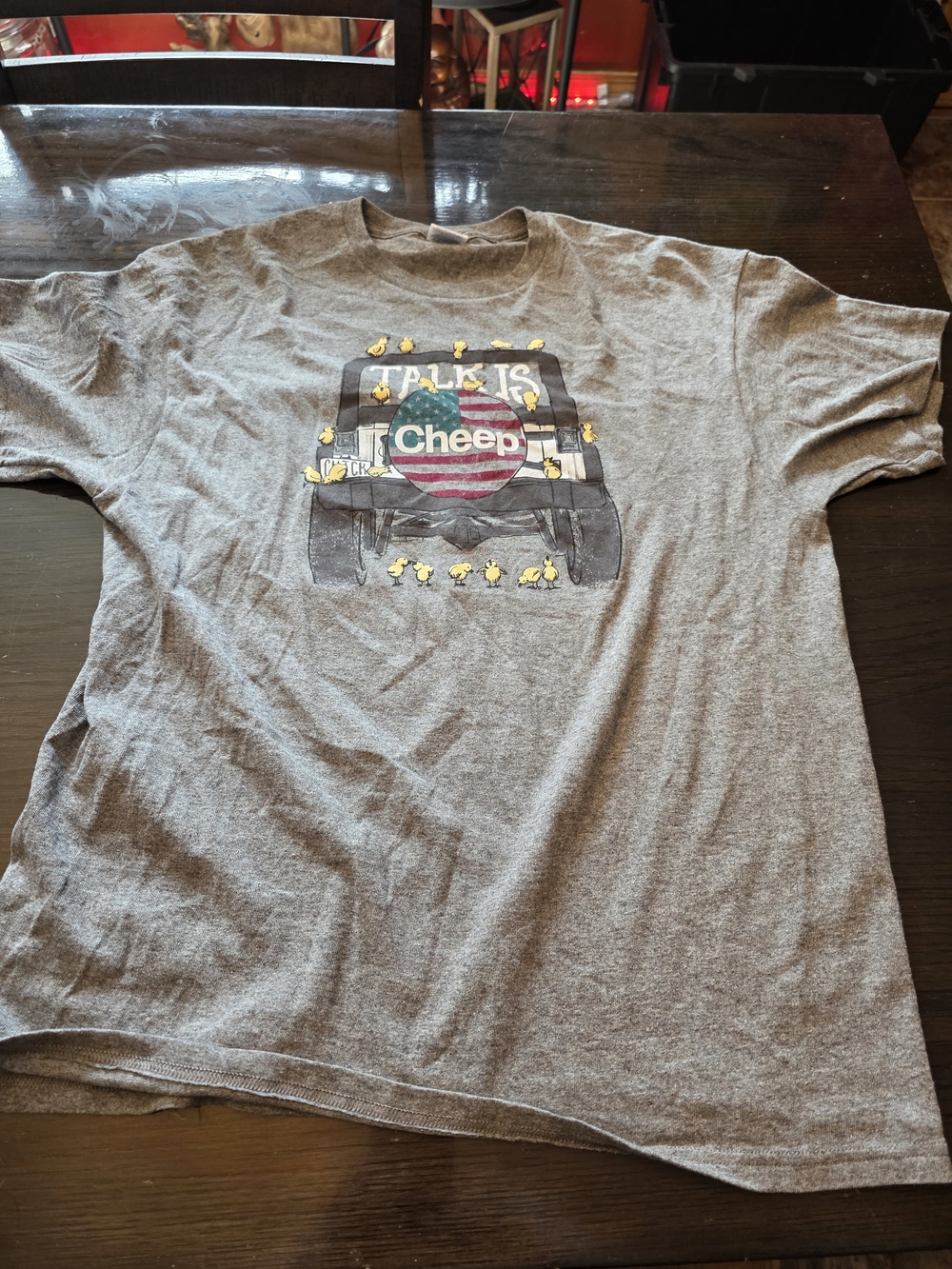 Delta Gray Graphic Short Sleeve Tee with Yellow Chicks Jeep Accents